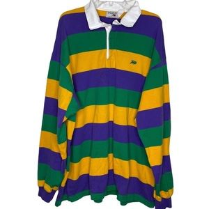 Perlis Men’s Mardi Gras Rugby Full Stripe Long Sleeve Shirt XXL
